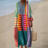 Maeve — Multicoloured Long Dress in Patchwork