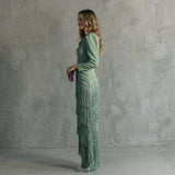 Leah — Long Fringe Dress with V-Neck