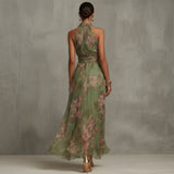 Emily — Long Floral Halter Dress