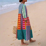 Maeve — Multicoloured Long Dress in Patchwork
