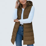 Síle — Casual Sleeveless Hood Long Puffer Vest