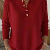 Éadaoin — Knitted Henley Button-Up Jumper