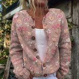 Karen — Cardigan with Pastel Floral Print and Buttons
