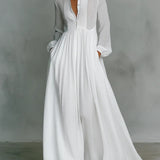 Síle — Flowing Button-Front Maxi Dress
