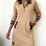 Martina — Chic Long Sleeve Cotton Dress