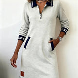 Martina — Chic Long Sleeve Cotton Dress