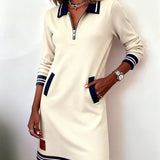 Martina — Chic Long Sleeve Cotton Dress