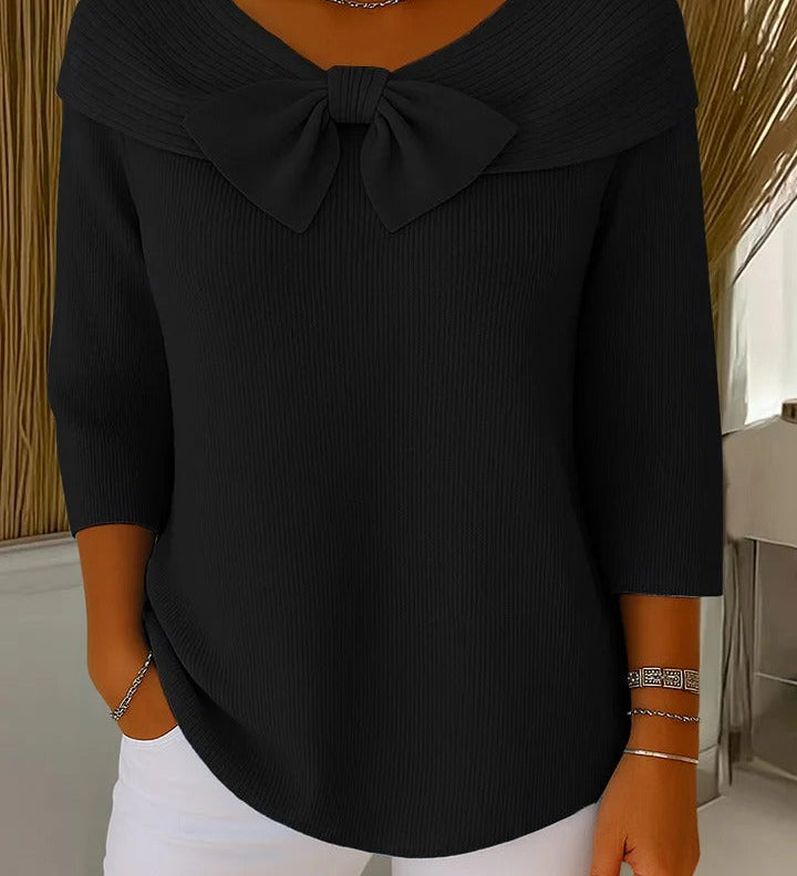 Sorcha — Round-Neck Jumper with Bow Detail