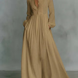 Cynthia — Flowing Button-Front Maxi Dress