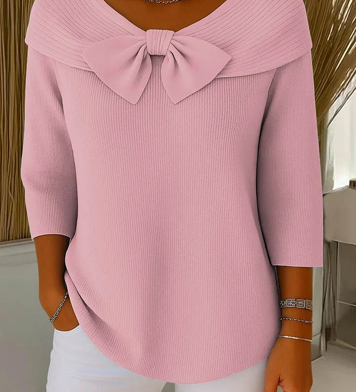 Sorcha — Round-Neck Jumper with Bow Detail