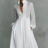 Síle — Flowing Button-Front Maxi Dress
