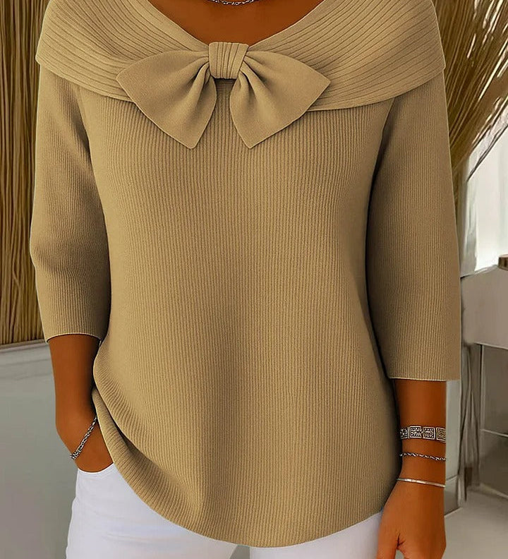 Sorcha — Round-Neck Jumper with Bow Detail