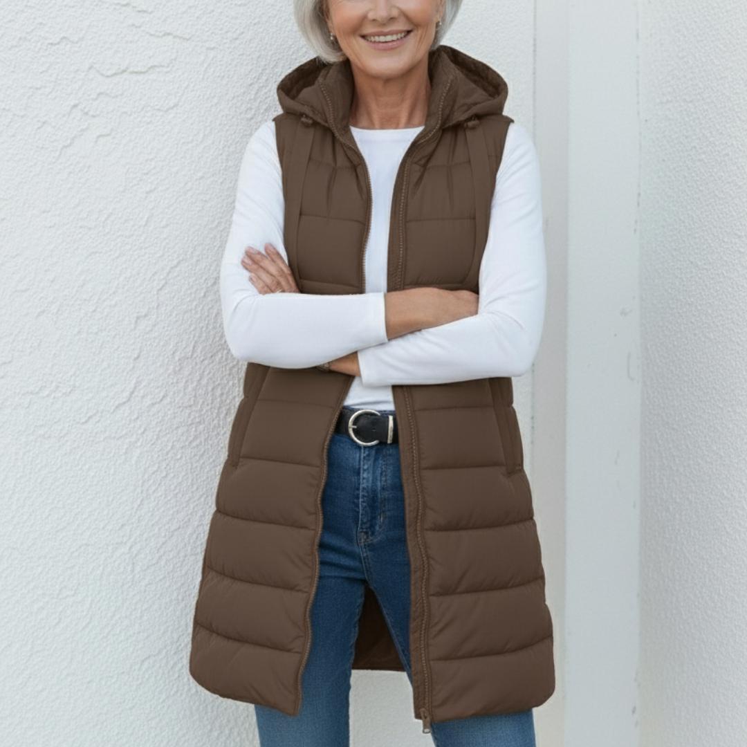 Síle — Casual Sleeveless Hood Long Puffer Vest