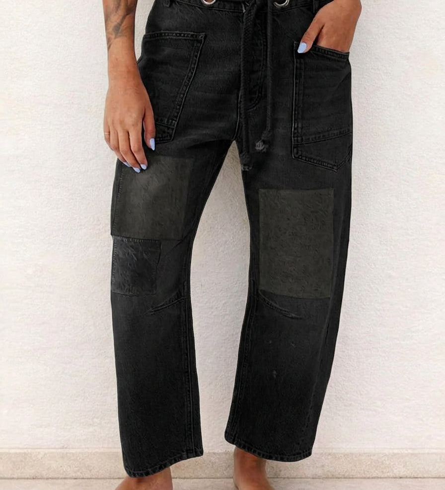 Doireann — Patchwork Drawstring Jeans