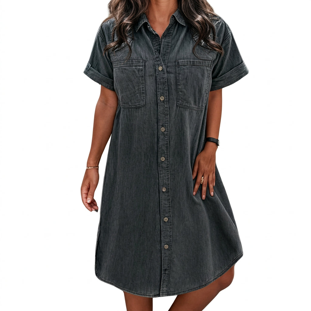Anne — Soft Summer Denim Shirt Dress