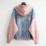 Claire — Two-Tone Hooded Denim Jacket