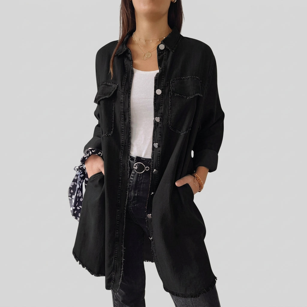 Linda — Long Sleeve Denim Shirt Dress