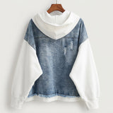 Claire — Two-Tone Hooded Denim Jacket