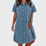 Anne — Soft Summer Denim Shirt Dress