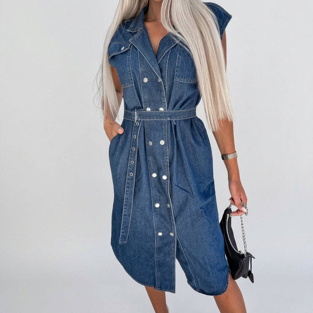Helen — Everyday Denim Dress with Belt