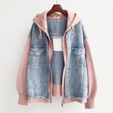 Claire — Two-Tone Hooded Denim Jacket
