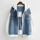 Claire — Two-Tone Hooded Denim Jacket