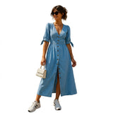 Monica — Denim Maxi Dress with Buttons