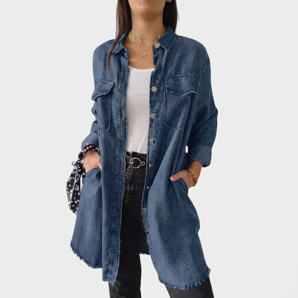 Linda — Long Sleeve Denim Shirt Dress