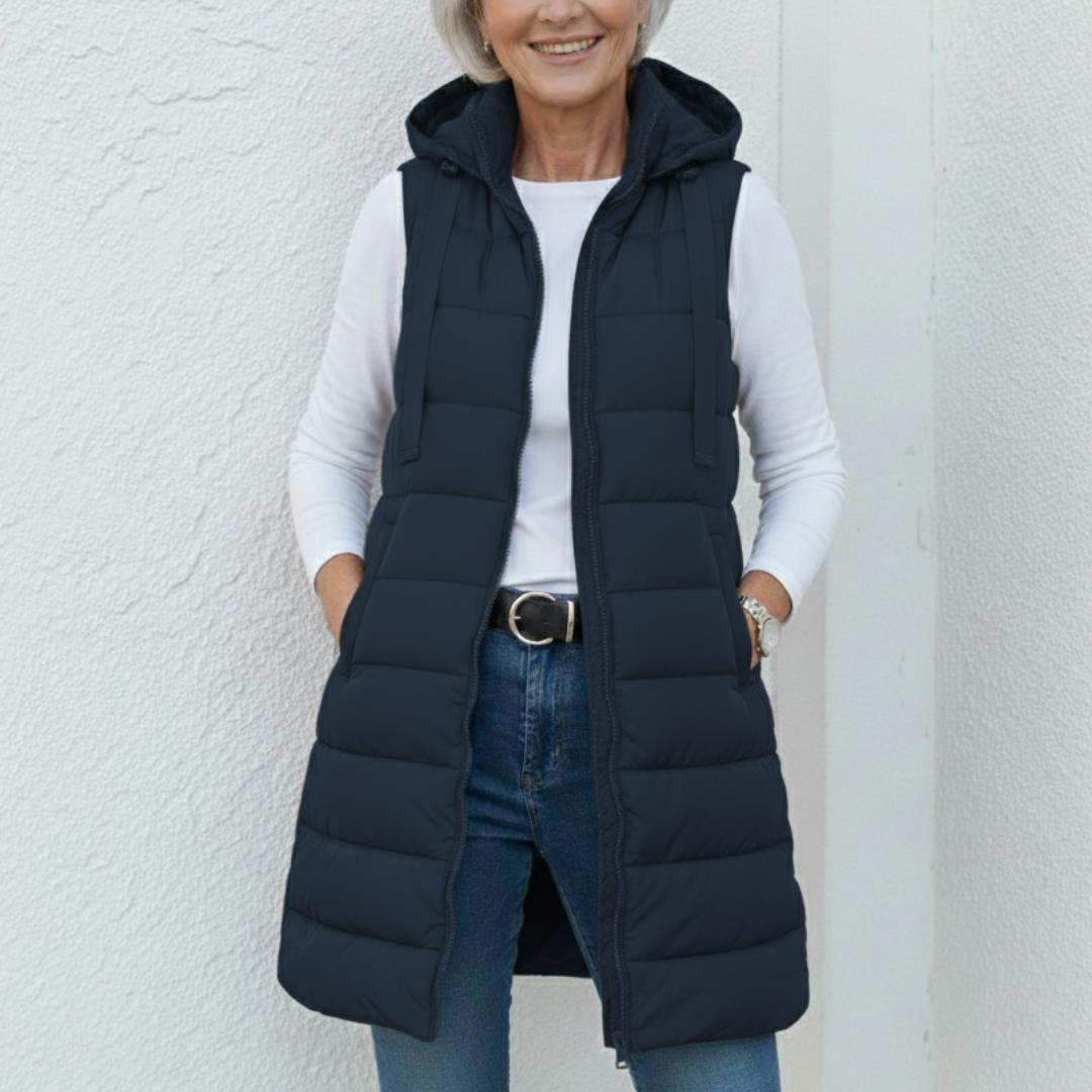 Síle — Casual Sleeveless Hood Long Puffer Vest