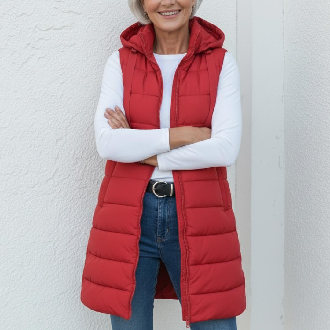 Síle — Casual Sleeveless Hood Long Puffer Vest