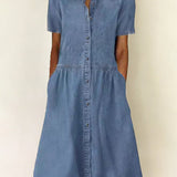 Olivia — Short Sleeve Denim Dress