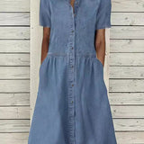 Olivia — Short Sleeve Denim Dress