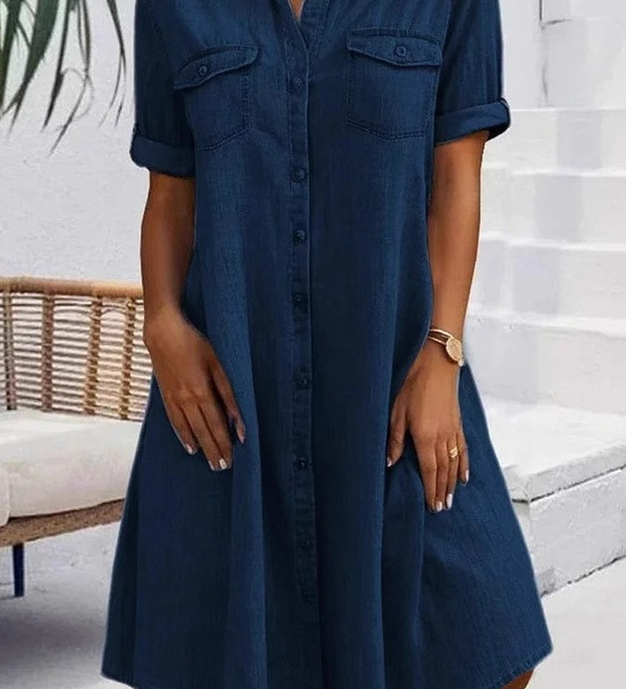 Fionnuala — Casual Denim Style Midi Dress