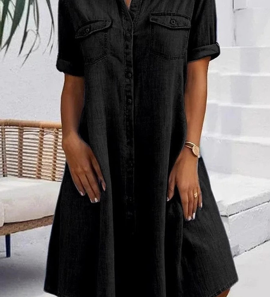 Fionnuala — Casual Denim Style Midi Dress