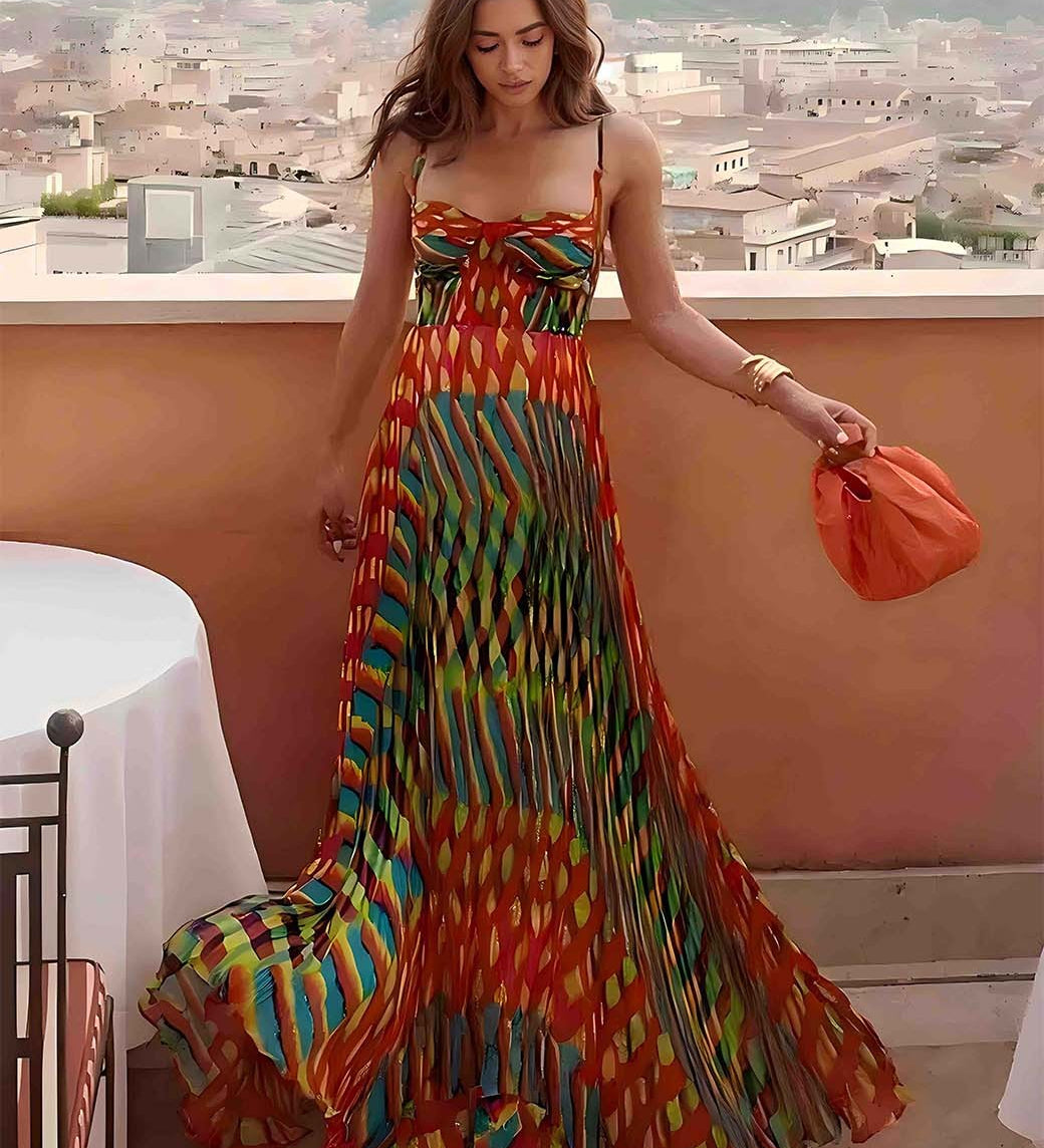 Kathleen — Abstract Printed Maxi Dress